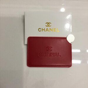CHANEL Red Leather Card Case with Mirror